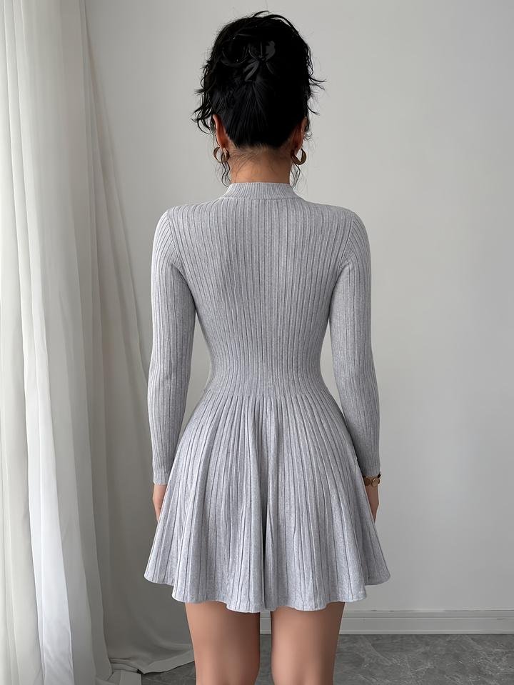 Ribbed long sleeve mini dress — back view